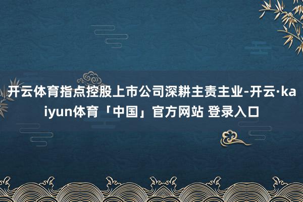 开云体育指点控股上市公司深耕主责主业-开云·kaiyun体育「中国」官方网站 登录入口